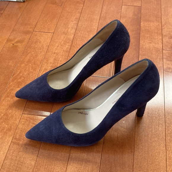 Gorgeous blue suede high heels pointy toe very good condition - Picture 1 of 8